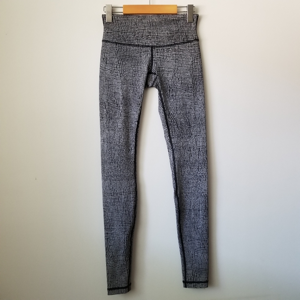 LULULEMON Wunder Under Pant III Fall Net White Black Size 4 - Picture 4 of 16